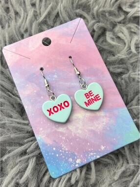 Blue Heart valentines sweethearts earrings